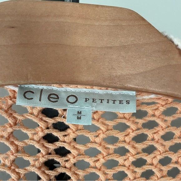 Cleo Crochet Knit Cardigan Sweater Colorful Striped Petites Size Medium - Picture 6 of 6